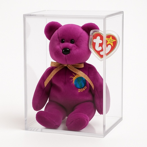 Ty Other - 1999 TY Beanie Baby Millennium purple bear gold ribbon Earth/“2000” chest patch
